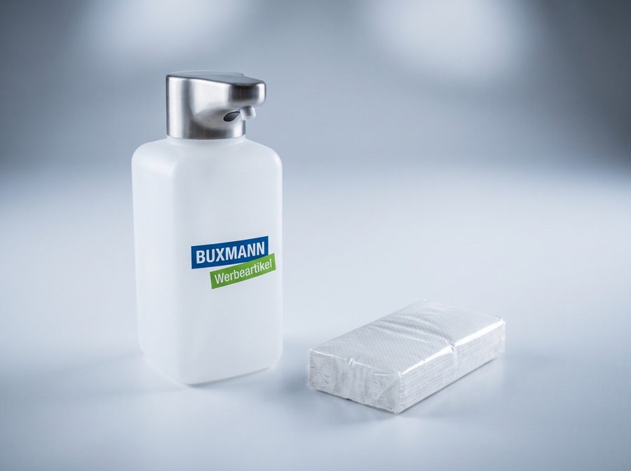Hygiene mit Logo bedrucken – Buxmann Berlin